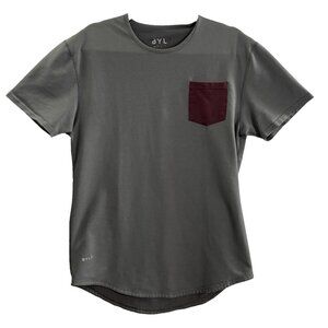 BYLT Men Drop Cut Lux Pocket Short Sleeve Crewneck Tee Shirt Sz M Dark Gray 3-15